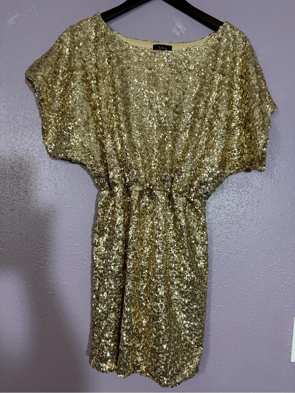 Aakaa Gold Sequin Mini Dress